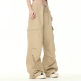 Men Sweatpants Workwear Wide-Leg Casual Pants Pleated Straight Loose Drawstring Ankle-Tied Trousers