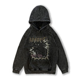 Men Hoodie Washed Distressed Letters Hooded Sweater Men Oversize Loose Couple Hoodies Coat