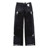 Gallery Dept Jeans handmade ink splashing splicing contrasting color micro-pull denim trousers