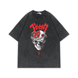 Washed and old short-sleeved T-shirt branded short-sleeved retro