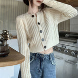 Women Knitwear Autumn and Winter round Neck Sweaters Cardigan