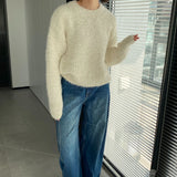 Women Winter Knitted Sweater round Neck Sweater Winter Cross Knitted Loose-Fitting Long Sleeve Sweater 1t2303