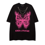 Men T Shirt Hip Hop Heart Graffiti Necklace Short Sleeve T-shirt