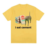 I Eat Cement Cursed Cat Funny Meme T Shirt for Men Women