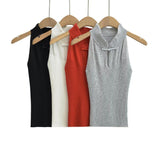 Women Tops Summer Knitted Vest Short Top