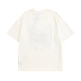 Men T Shirt Vintage Butterfly Denim Stitching Affixed Cloth Embroidered Casual Short Sleeve T-shirt