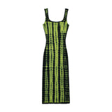 Women Dresses Summer Tie-Dye Vest Dress Backless Sexy Midi Skirt (Xds0414)