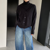 Women Knitted Two-Piece Set Turtleneck Vest Cardigan Knitted Two-Piece X3050