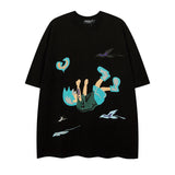 Men T Shirt Cartoon Puff Print Short Sleeve T-shirt