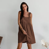 Women Dress Brown Dress Spring/Summer Loose A- line Skirt