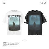 American vintage street T-shirt pure cotton retro men's and women's summer loose