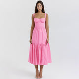 Women Dresses Summer Floral Slip Dress Slim Fit Backless Long Dress (Lbk0409)