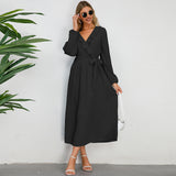 Women Date Dress Sexy Pleated V-neck Dress
