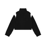 Women Jacket Letter Embroidered Coat Stand Collar Short Casual Zipper Cardigan Top