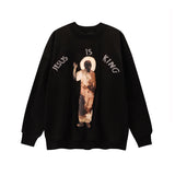 Jesus Is King Detroit Shirt Casual Loose round Neck Sweatshirt