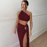 Women Dresses Autumn Sexy Backless Slim Fit Split Skirt Suit