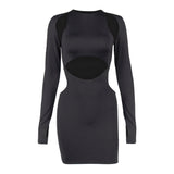 Women Dresses Sexy Autumn Hollow Sheath Short Skirt (Bla0420)