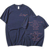 Rapper Lil Peep Pink Print Graphic Tee Shirt Men Casual