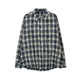 Unisex Vintage Shirt Long Sleeve Checked Shirt