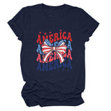 America Bow Short Sleeve Women's Fashion T-Shirt