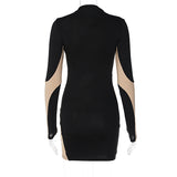 Women Dresses Spring Hollow round Neck Long Sleeve Slim Fit Dress