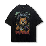 Men T Shirt Hip Hop Rapper Worn Looking Washed-out Short Sleeve T-shirt Men Oversize