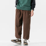 Men Pants Retro Drawstring Pocket Zipper Casual Polar Fleece Sweatpants