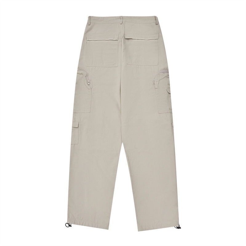 Men Sweatpants Multi-Pocket Cargo Pants Loose Straight Casual Trousers