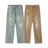 Men Jeans Ripped Jeans Men's Autumn Loose Straight Wide Leg Pants