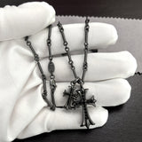Chrome Hearts Necklace Cross with Diamond Thai Silver Black Pendant Men's and Women's