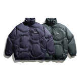 Unisex Winter Cotton Coat Stand Collar down Vintage Printed down Jacket