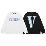 Vlone Sweatshirts Autumn and Winter Mosaic Big V Letter Crew Neck