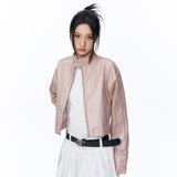 Women Jacket Short PU Leather Coat Racing Suit