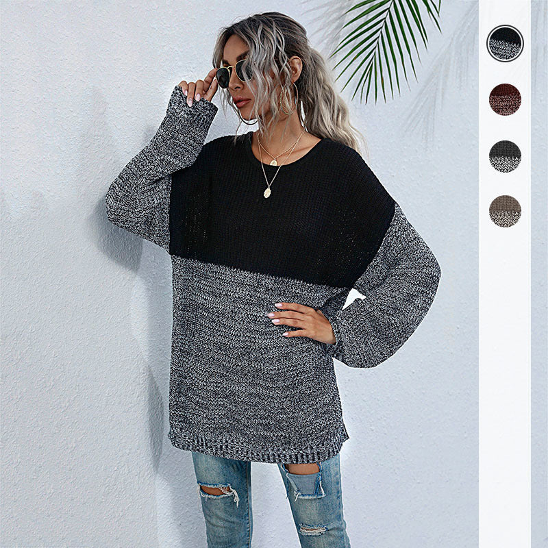 Women Knitted Sweater Autumn Crew Neck Long Sleeve
