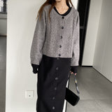 Women Knitted Two-Piece Set Knitted Cardigan Vest Skirt Two-Piece Set A3120