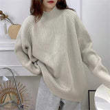 Women Knitted Pullover Turtleneck Autumn and Winter Loose Knitwear Top
