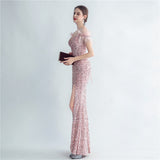 Harlem Nights Outfits Velvet High-Density Sequined Fishtail Evening Dress