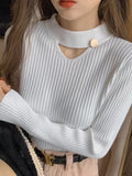 Women Knitwear Autumn and Winter Hollow round Neck Sweater