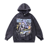 Men Hoodie Autumn and Winter Cartoon Print Distressed Couple Hooded Sweater