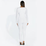 Women Jumpsuit Spring and Autumn Long Sleeve Square-Neck Slim Fit One-Piece Trousers
