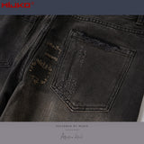 MIJKO Mens Vintage Pants Vintage Patch Unisex Jeans