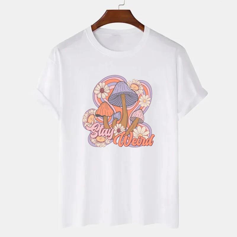 Stay Mushroom Graphic Tops Tees Short Sleeve Hippie