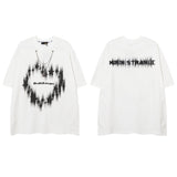 Men T Shirt Hip Hop Heart Graffiti Necklace Short Sleeve T-shirt