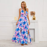 Women Date Dress Sexy V-neck Strap Slit Dress