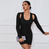 Women Dress Sexy off-the-Shoulder Bag Hip Dress