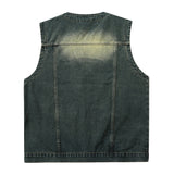 Men Vest Denim Cargo Pants Vest