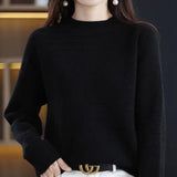 Women Knitwear Autumn Winter Retro round Neck Sweater Loose Sweater