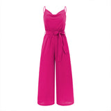 Women Date Dress Summer Sexy Slim-Fit Suspender Wide-Leg Jumpsuit Trousers