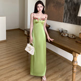 Women Dresses Satin Dress Retro Style Suspender Skirt (Csm202403)