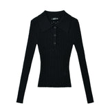 Women Tops Spring/Summer Lapel Hollow Knitwear Pullover Top